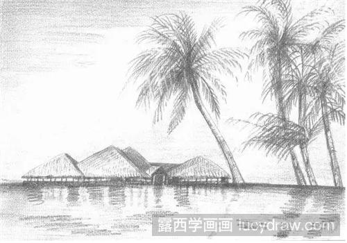 海边风景怎么画？素描海边风景绘画步骤