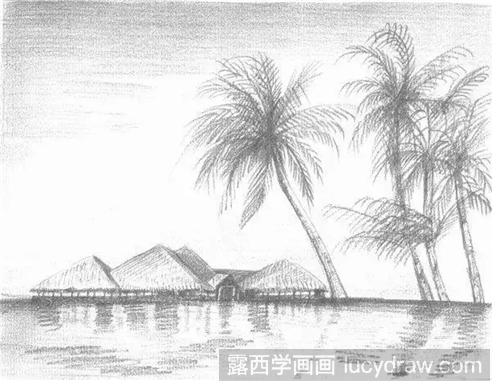 海边风景怎么画？素描海边风景绘画步骤