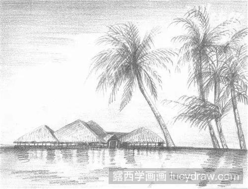 海边风景怎么画？素描海边风景绘画步骤