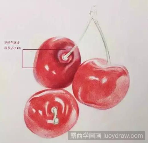 樱桃怎么画?超详细红色小樱桃绘画过程