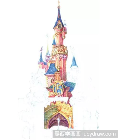 城堡怎么画？迪士尼奇幻城堡彩铅画怎么画？