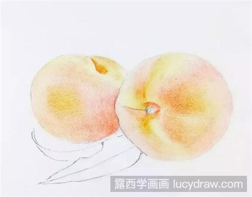 桃子怎么画？怎么用彩铅画两个诱人的水蜜桃？