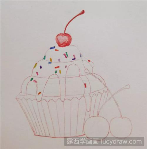 樱桃蛋糕彩铅画怎么画？怎么画诱人的甜食？