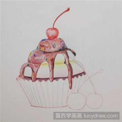 樱桃蛋糕彩铅画怎么画？怎么画诱人的甜食？