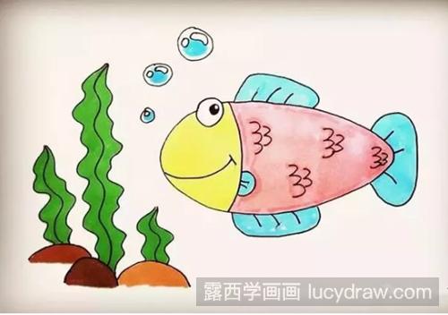 水草里的小鱼怎么画？适合儿童画的简笔画步骤是什么？