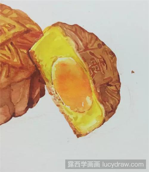 蛋黄月饼的画法是什么？水彩月饼怎么画？