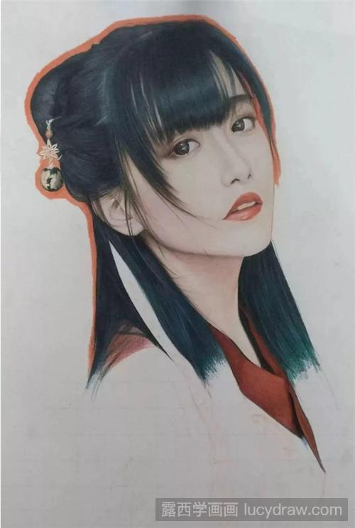 彩铅画人物古装女图片