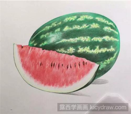 清凉西瓜怎么画？西瓜彩铅画该如何上色？