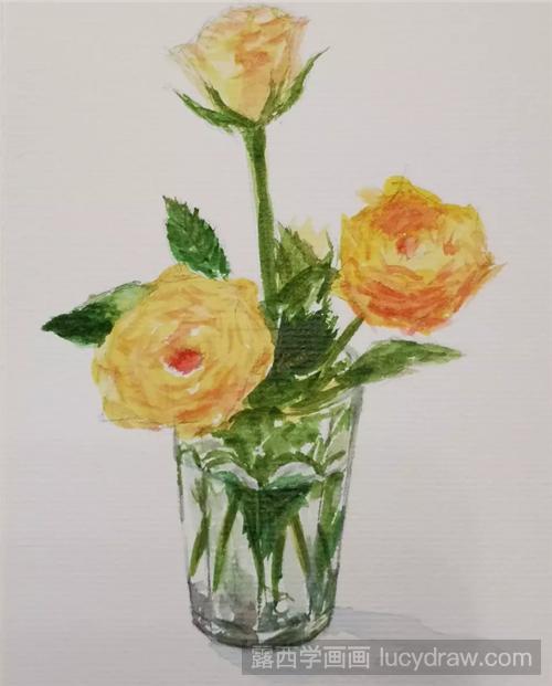 花瓶中的鲜花怎么画？怎么画出花瓶的透明感？