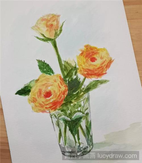 花瓶中的鲜花怎么画？怎么画出花瓶的透明感？