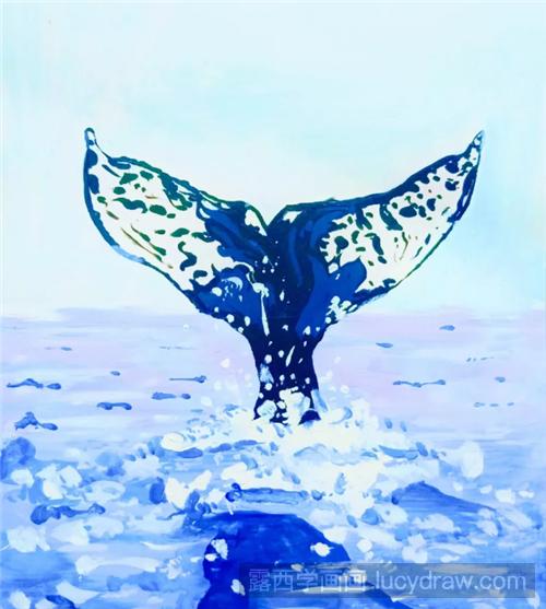 丙烯画怎么画？教你画鲸鱼的尾巴丙烯画