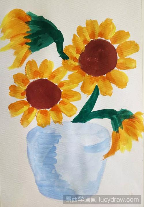 向日葵水粉画怎么画？适合儿童画的水粉画教程分享