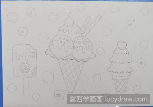 冰淇淋怎么画？清爽雪糕水粉画教程分享