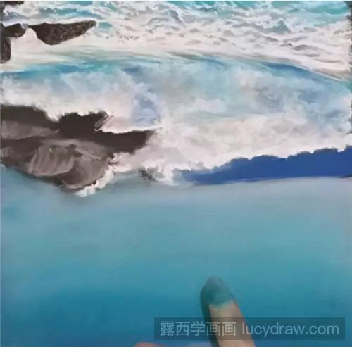 惊涛拍岸的大海怎么画？详细的大海色粉画教程分享