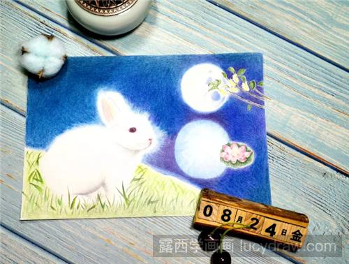 中秋节玉兔怎么画？花好月圆的彩铅步骤有哪些？