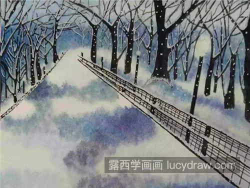 下雪的森林怎么画？雪景水彩画教程分享