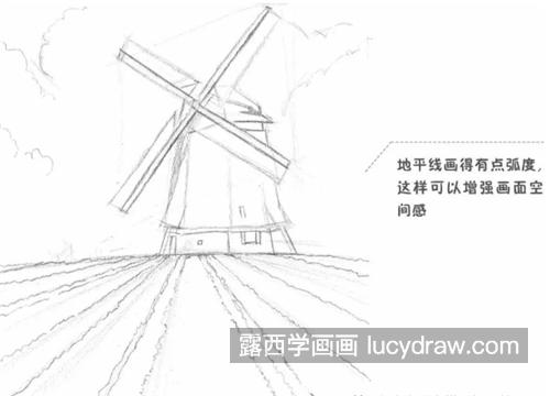 花田里的风车怎么画？大风车素描步骤有哪些？