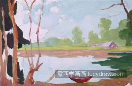 乡村池塘风景怎么画？超级详细的油画教程分享