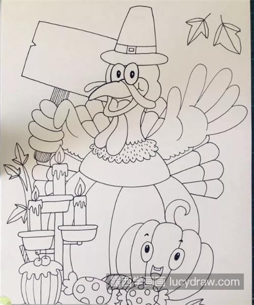 感恩节火鸡怎么画？火鸡儿童画步骤有哪些？