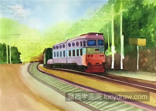 小火车的画法是什么？火车水彩画步骤是什么？