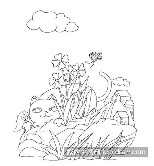 小猫咪插画怎么画？森系小场景该如何构图？