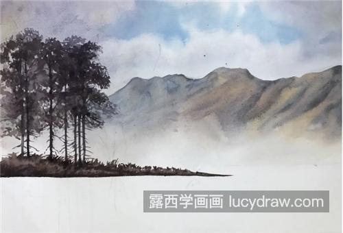 有雾的山水风景怎么画？湖光山色的详细绘画过程图有哪些？