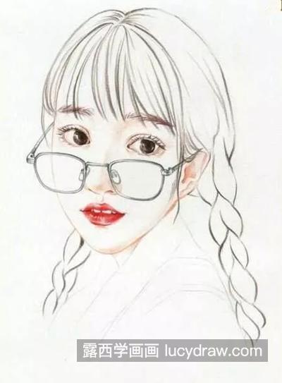 麻花辫小姑娘怎么画？如何画戴眼镜的女孩子？