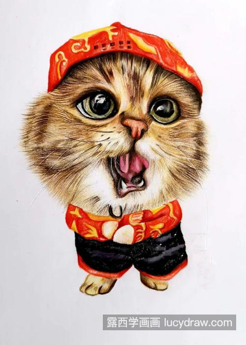 穿衣服的猫咪怎么画？大头猫咪的彩铅画法是什么？