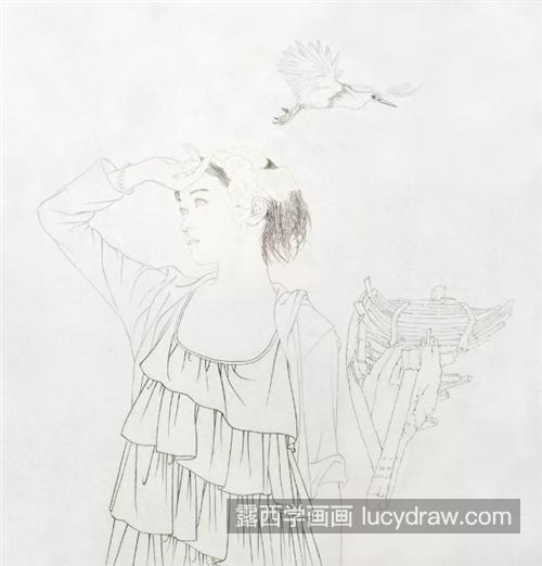 瞭望远方的少女怎么画？工笔设色步骤有哪些？