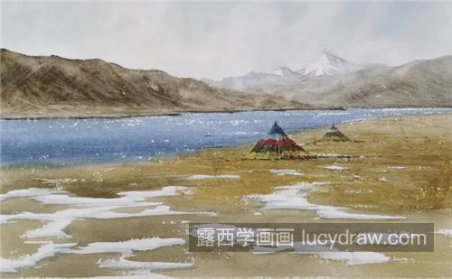 羊卓雍措的风景怎么画？西藏圣湖的水彩画法是什么？