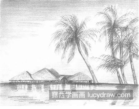 椰子树怎么画？海边风景的素描步骤有几步？