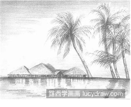 椰子树怎么画？海边风景的素描步骤有几步？