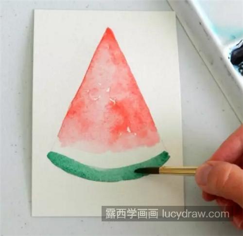 西瓜水彩画怎么画？教你画一牙可口的西瓜