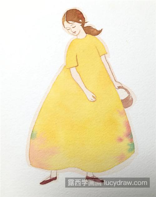 黄裙子小女孩怎么画？详细的插画步骤有几步？