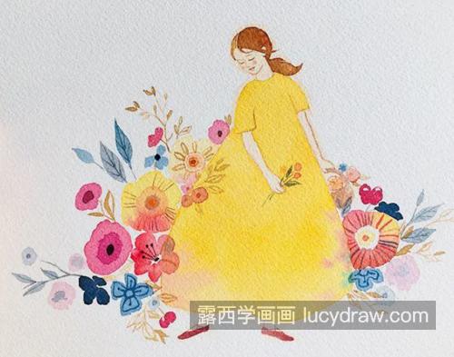 黄裙子小女孩怎么画？详细的插画步骤有几步？