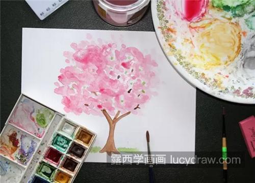 樱花树怎么画？超级简单的水彩教程分享