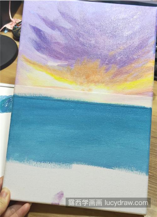 海边风景怎么画？大海丙烯画绘画步骤有几步？