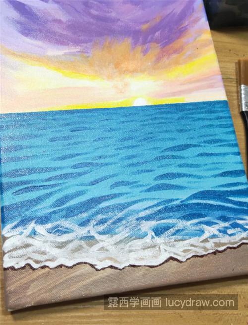 海边风景怎么画？大海丙烯画绘画步骤有几步？