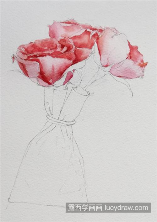 一束玫瑰花怎么画？红玫瑰水彩画步骤有几步？