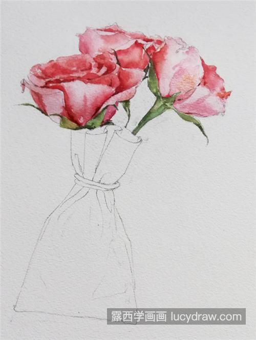 一束玫瑰花怎么画？红玫瑰水彩画步骤有几步？