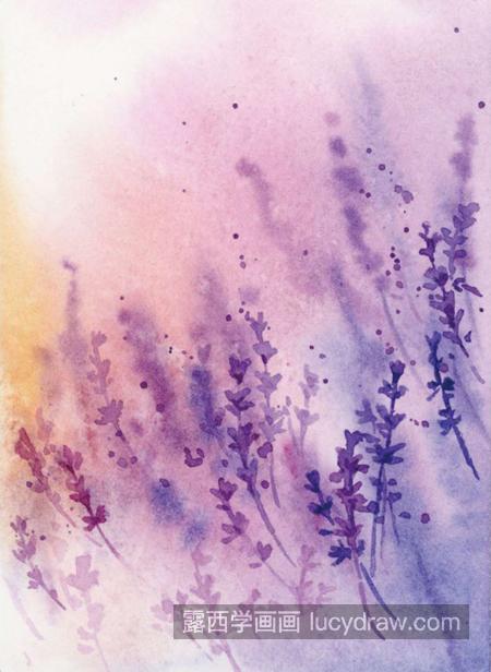 紫色薰衣草怎么画？如何用湿画法绘画？