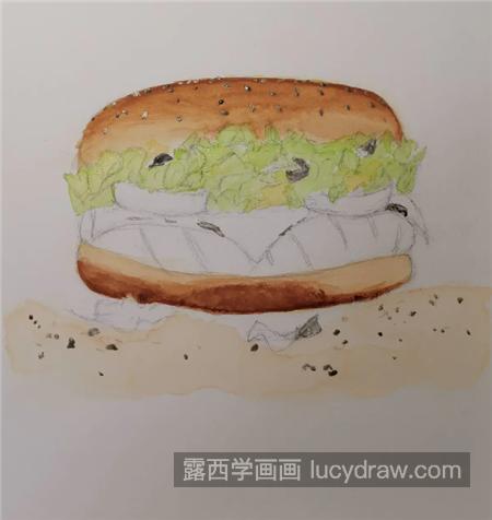 汉堡包怎么画？详细的水彩画教程是什么？