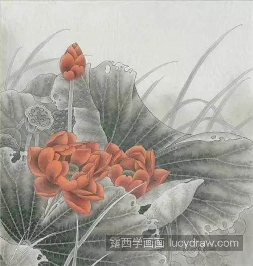 红色荷花怎么画？处州莲的工笔画法是什么？