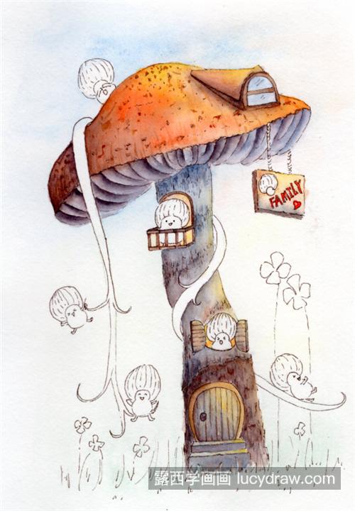 蘑菇屋怎么画？详细的水彩画步骤有哪些？