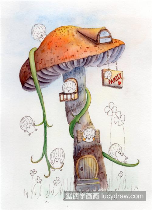 蘑菇屋怎么画？详细的水彩画步骤有哪些？