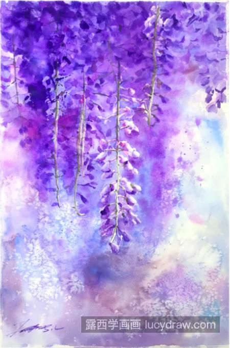 紫藤花怎么画？详细的水彩步骤有几步？