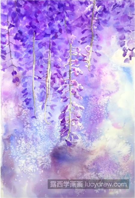 紫藤花怎么画？详细的水彩步骤有几步？