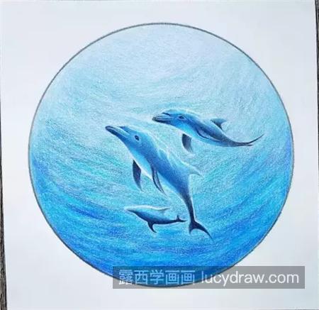 蓝色的海豚岛怎么画图片