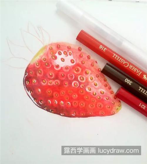 奶油草莓怎么画？冬草莓的彩铅画法是什么？