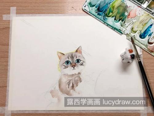 桃花下的小猫咪怎么画？喵星人的水彩绘画步骤有几步？